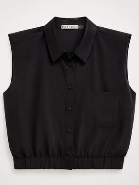 Alice + Olivia Size: Largent Black Silk Sleeveless  Blouse Top